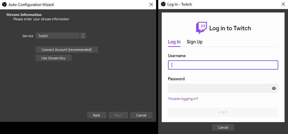 OBS Auto-Configuration Connect To Twitch