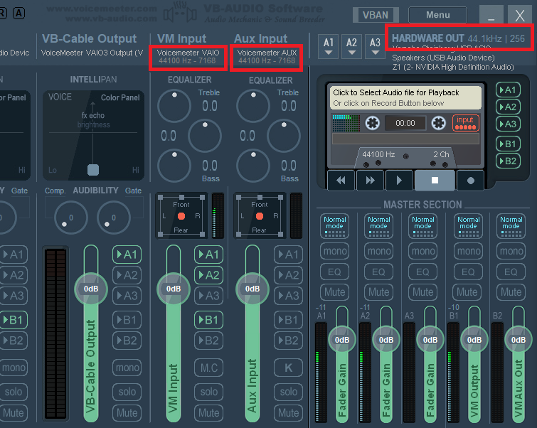 Voicemeeter Matching Sample Rates